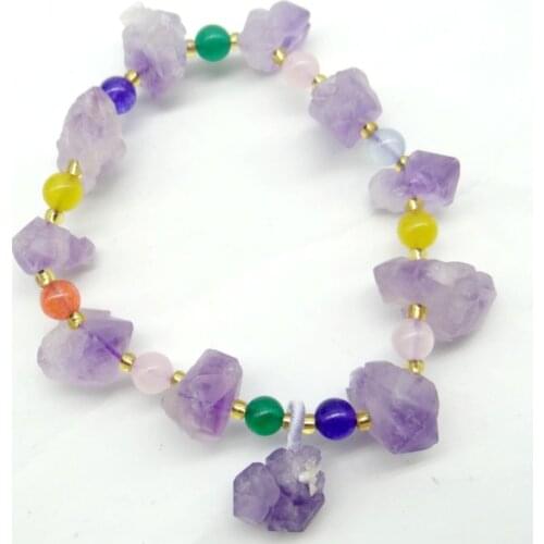 Top Kwaliteit Natuursteen Ruwe Erts amethist Sieraden Onregelmatige Hanger Vrouwen Armbanden Sieraden Maken 1 PCS A32