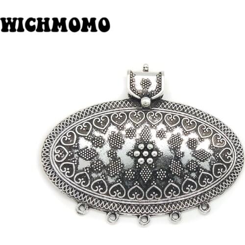 2019 New 1pcs 59*73MM Retro Alloy Oval Pendants Charms Tassel Loop Linker Connector for DIY Necklace Jewelry Accessories