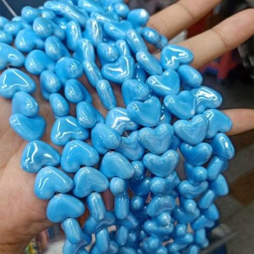 10pcs/lot 13x15mm Heart Shape Ceramic Beads DIY Jewelry Accessories Loose Spacer Ceramics Beads Fit Bracelet Necklace