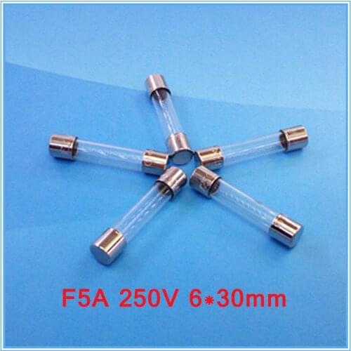 100pcs/lot) F5A 250V 6x30mm Quick Blow Glass Tube Fuse, UL VDE RoHS Approved,5Amp