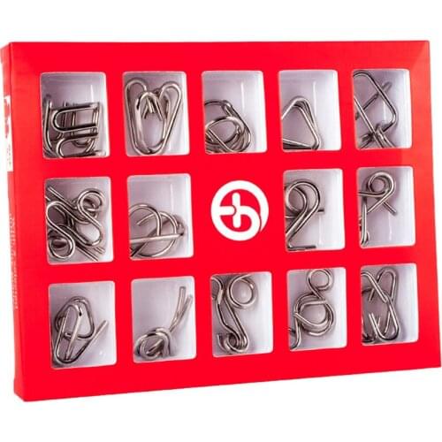 15 Pcs Montessori Metal Toys For Children Adult IQ Mind Brain Teaser Puzzles Game For Children Adults Anti-Stress Reliever Toys