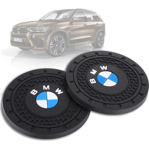 2PCS Car Logo Cup Holder Coaster for BMW Accessories,2.6 Inch Diameter Anti Slip Mat Auto Interior Pad