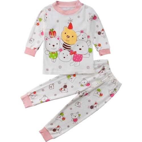 2PCS Newborn Baby Boy Girl Long Sleeve Cartoon Bear Tops Sweaters +Long Pants 2PCS Outfits Set Clothes