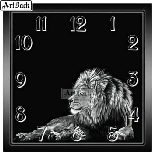 21 kinds of diamond painting wall clock lion full square diamond mosaic diy 3d round diamond embroidery clock room decoration