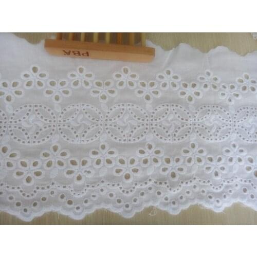 5Yards/lot 100% Cotton Embroidered Lace Fabrics, Womens Clothing Diy Lace Trim Width 19cm Free Shipping