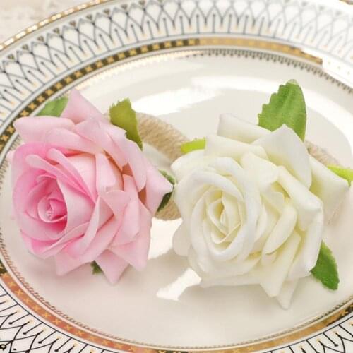 6Pcs Napkin Rings Table Decoration Napkin Ring Romantic Eye-catching Fabric Formal Occasions Serviette Buckles for Wedding