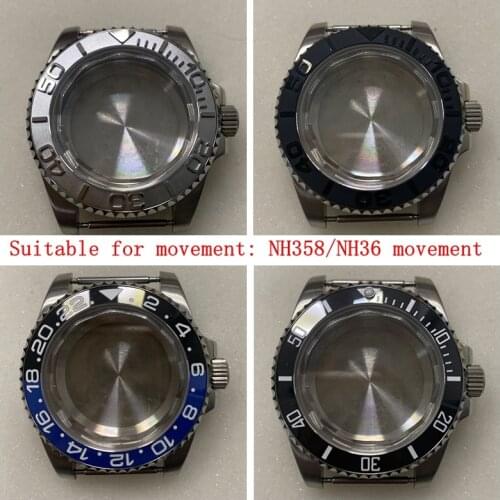 Watch Accessories Sapphire Glass 40mm Stainless Steel Watch Case for NH35 NH36 Movement for Assembling 28.5MM-29MM Dial