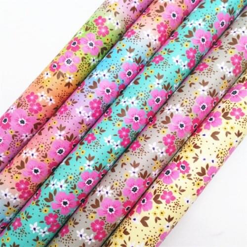 Amonglitter Flowers Printed Synthetic Leather, Smooth Faux Leather Fabric Sheets for DIY Bows Bags 21x29cm A4 size MB309