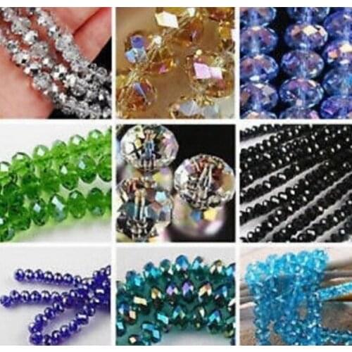 Ry456g 4MM 6MM 8MM 10MM multicolor Mixed Glass Beads Faceted Rondelle oval Bead spacer best necklace making crystal