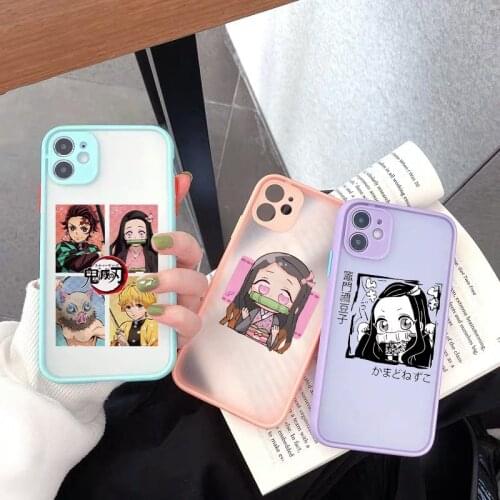Cartoon Japan Anime Demon Slayer Hard Phone Case For iPhone 11 Pro MAX 12 XS 7 XR SE20 X 8Plus Kimetsu No Yaiba Clear Cover Capa