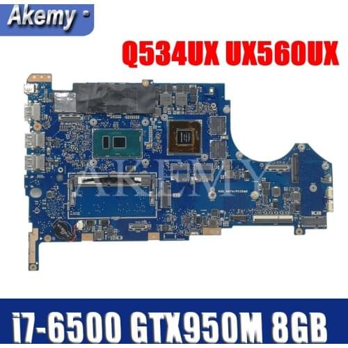 For Asus UX560U UX560UQK UX560UQ UX560UX Q534U Q534UX Q534UQ Laptop mainboard Motherboard i7-6500 CPU GTX950M 8GB-RAM