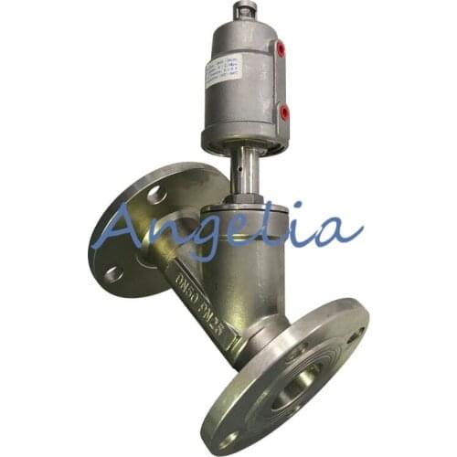DN50 G2" Flange Type Stainless Steel 304 Single Acting Air Actuated Angle Seat Valve Normally Closed PTFE Sealing