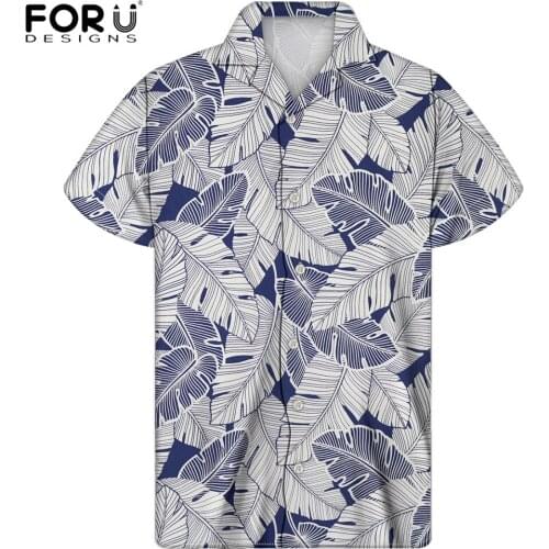 FORUDESIGNS Banada Leaf Design Men/Boys Fashion Trendy Beach Shirts Smmer Quick Dry Outwear Blouses Tops Camisa Masculina