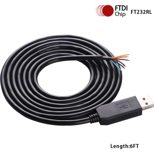 FTDI USB TTL-232R-3.3V/5V 6-way Wire End Connector Serial TTL UART Level Converter Data Transmission Cable