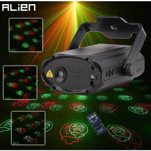 ALIEN Red Green 12 Patterns Halloween Remote Laser Stage Projector Lighting Effect Christmas Party Holiday Dance DJ Disco Lights