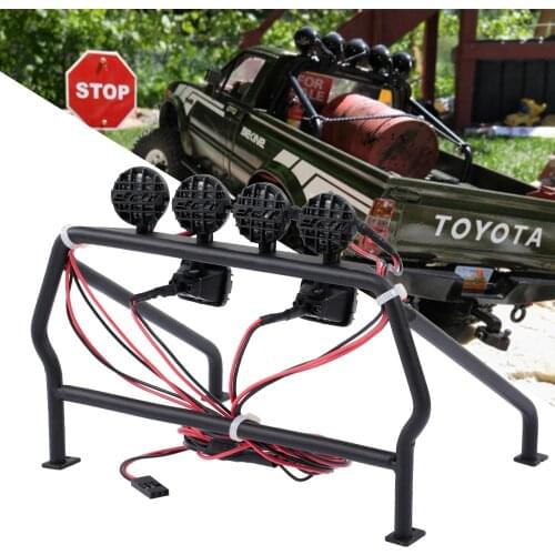 Metal Roll Cage Bucket with 6 LED Lights for 1/10 Axial SCX10 RC4WD RC Jeep Truck Car RC Parts Accessories