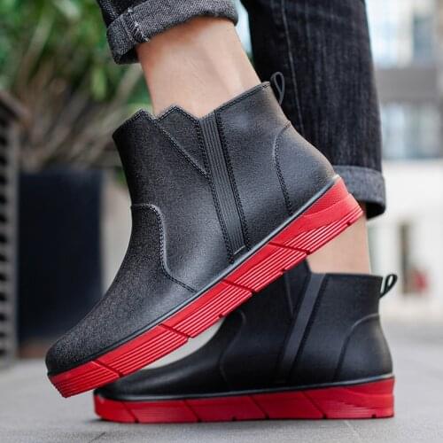 New fashion rain shoes mens short tube anti slip kitchen work fishing rain boots outdoor travel mens waterproof shoes 39-44