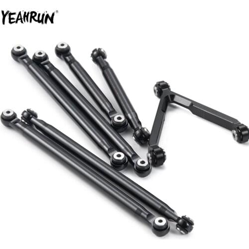 YEAHRUN Black Aluminum Alloy Link Rod Set Pull Rod For 1/24 Axial SCX24 AXI00002 RC Crawler Car Upgrades Parts