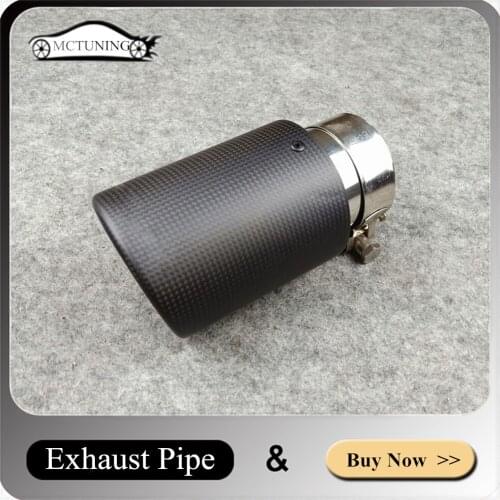 One Piece Crimping Matte Black Exhaust Pipe Length 170MM For Akrapovic Muffler Tip Carbon Fiber Stainless Steel Nozzles Tails