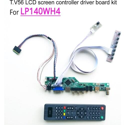 T.V56 screen controller driver board DIY kit For LP140WH4 notebook PC lcd panel VGA RF USB 1366*768 WLED 14" 40 pin LVDS