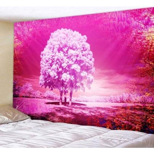 Fantasy landscape tapestry woods print wall hanging kawaii bohemian aesthetics room decoration big beach towel yoga mat