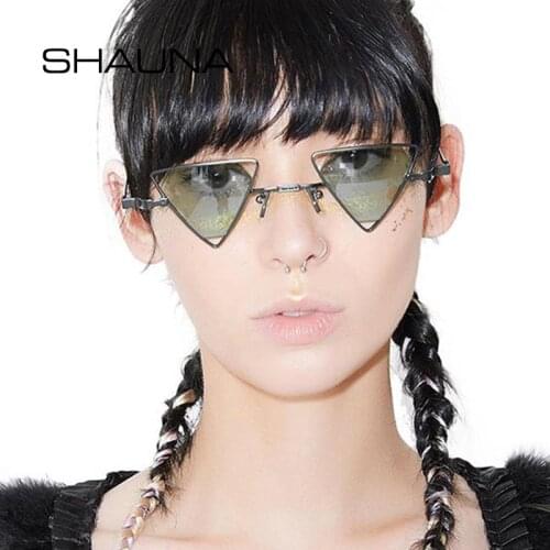 SHAUNA Vintage Punk Styles Women Triangle Sunglasses Fashion Men Hollow Out Red Lens Shades UV400