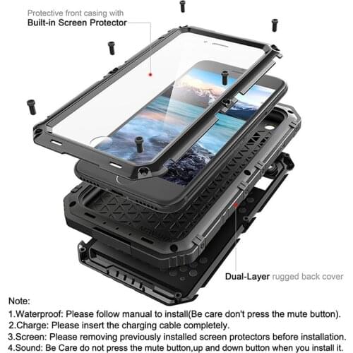 IP68 Waterproof Shockproof Heavy Phone Case for iPhone 7 8 6 6s Plus Duty Hybrid Rugged Armor Metal for iPhoneX 5 5s SE Cover