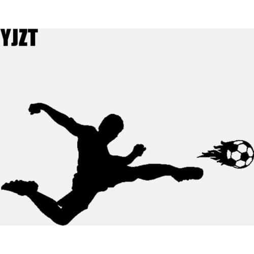 YJZT 15CM*7.2CM Football Soccer Player Vinyl Decal Car Sticker Art Sport Black/Silver C3-1691
