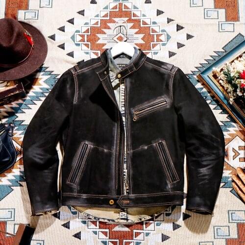 YR!Free shipping.Brand Cool black rider genuine leather jacket.Argentina natural 1.1mm cowhide coat.men vintage leather cloth