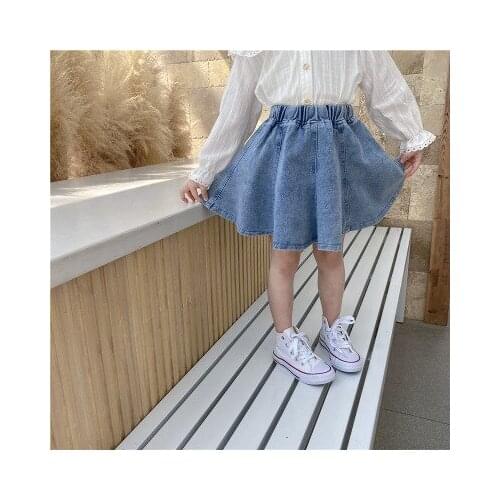 Girls Skirts 2020 Korean Childrens Clothing Girls Spring and Summer New Denim Umbrella Skirt Toddler Girl Solid Cowboy Skirts