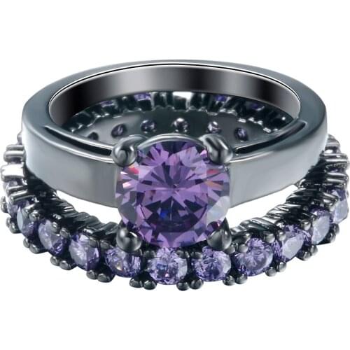 Black gun plated pave CZ zircon Jewelry Vintage trendy Wedding Rings for Women Bijoux Bague Femme Engagement Ring Accessories