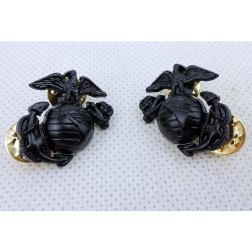 BK PAIR USMC US MARINE CORPS MARINES EMBLEM INSIGNIA COLLAR BADGE PIN