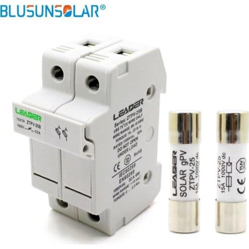 10sets High Voltage 2p Solar PV Fuse Holder 1000V with PV fuse 2A 5A 8A 10A 12A 15A 20A 25A 30A