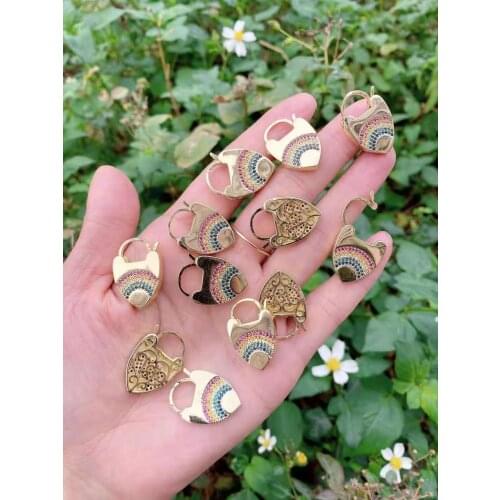 2 pairs Gold Color Rainbow CZ Micro Pave Clasp, For Women Necklace Jewelry Making Findings