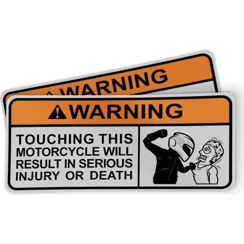 2pcs Auto Applique Warning Stickers Touching Motorcycle Call Ambulance Serious Injury Death Funny Car Styling Decals