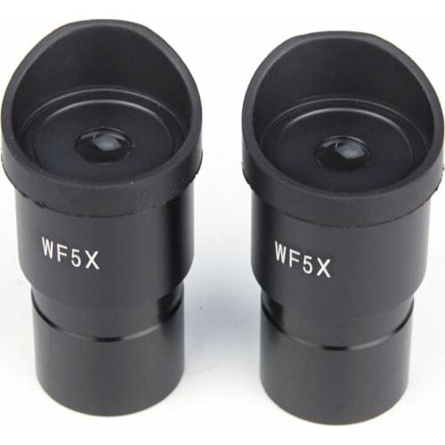 2 PCS WF5X Wide Angle Eyepiece 20mm with Eye Cups for Stereo Microscope with Mounting Size 30mm