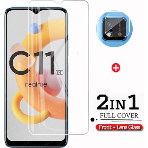 2 in 1 Screen Protective Glass for Oppo Realme C11 2021 Tempered Protector Camera Lens Film for Realme C 11 11c Protective Glass