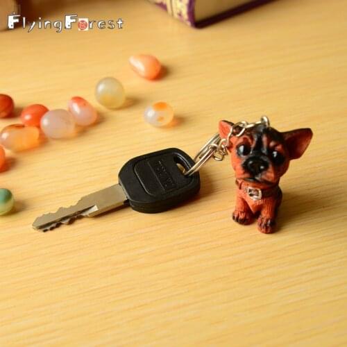 2019 Lovely Doberman Dog Keychain Animal Dogs Key Chain Keyring Jewelry Bag Charm Gifts For Best Friend Pet Lovers Keychain Car