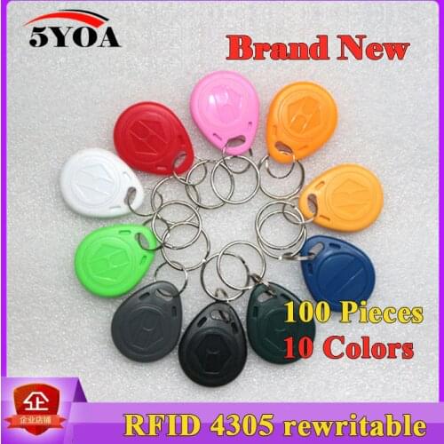 5YOA 100 pcs EM4305 T5577 Duplicator Copy 125khz RFID Tag Access Control Porta Chave Card Key Fob Token Ring Proximity