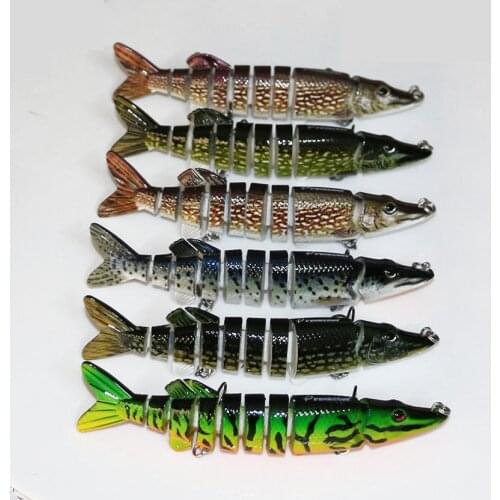 6 Pieces 5" Pike Muskie Fishing Bait 20g Swimbait Lifelike Muliti Jointed Lure Crankbait Fishing Tackle