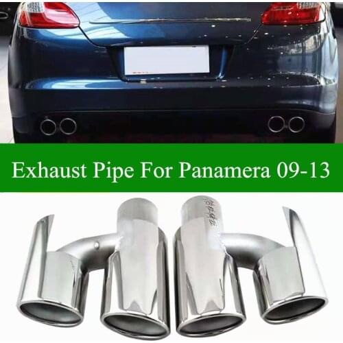 H Style 304 Stainless Steel Car Exhausts System Muffler Pipe For Porsche Panamera Silver Rear Tail Nozzles 2009-2013