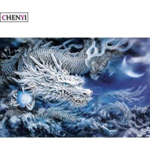 CHENYI 5D Diy Diamond Painting Dragon Embroidery Kit Diamond Mosaic Cross Stitch Animal Paint By Number Craft Living Room Decor