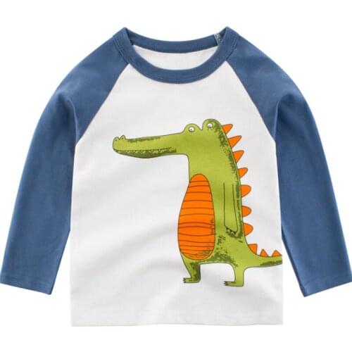 Kid Baby Boy T-shirts Long Sleeve Tops Children Cartoon Dinosaur Spring Summer Autumn Solid Cotton Sweatshirt 2-7 Years For Gir