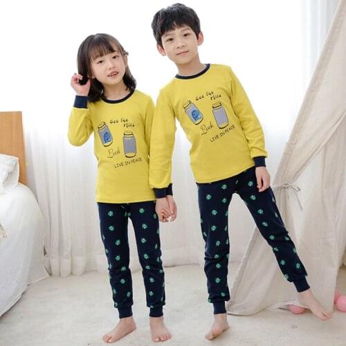 Children Pajamas Set Long Sleeve Cartoon Kids Sleepwear Baby Girl Clothes Sleep Suits Autumn Cotton Pyjamas Kids Boys Nightwear