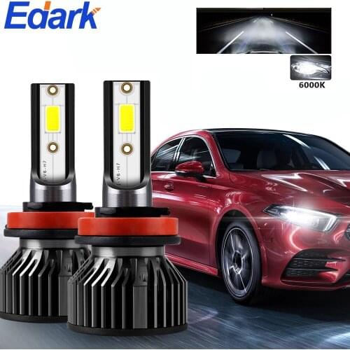 Edark 2Pcs LED Car Headlight Bulbs H11 H1 H3 H4 H7 76W 6000K White 12000LM HB3 9006 HB4 H8 H9 Auto Fog Light Car Auto Headlamp