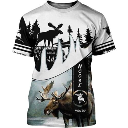 Men Casual 3D Print T-Shirts Deer Hunter Boar Moose Hunting Hip-Hop Tshirts Summer Harajuku Tees Wome Unisex Short Sleeve Tops 3