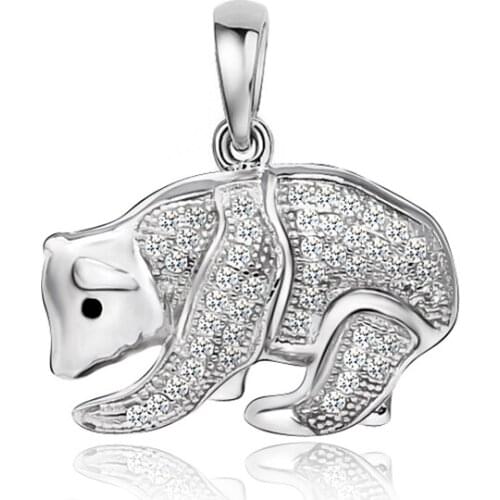 GND0715 100% Fine 925 Sterling Silver Lovely Sweet Beauty Lovely Crystal Bear Necklaces Pendants , Jewelry Gift For Women