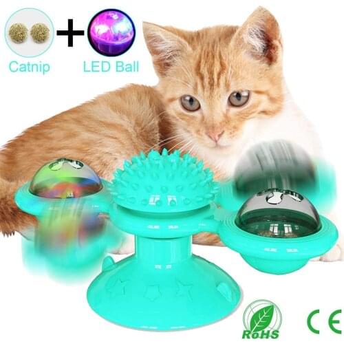 Cat Toy Turntable Teasing Pet Toy Soft Silicone Funny Kitten Toy with Suction Cup Portable Washable Massage Scratch Tickle Cats