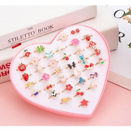 10pcs/lot Love Kids Cute Sweet Rings Design Flower Animal Fashion Jewelry Accessories Girl Child Gifts Finger Rings FS114