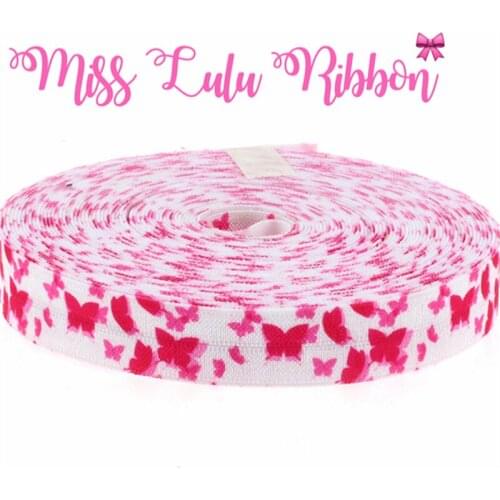 5/8"16mm printed ribbon red butterfly fold over elastic bands and diy hair ornaments handmade hair tie 10yards HT01-PG022-02115